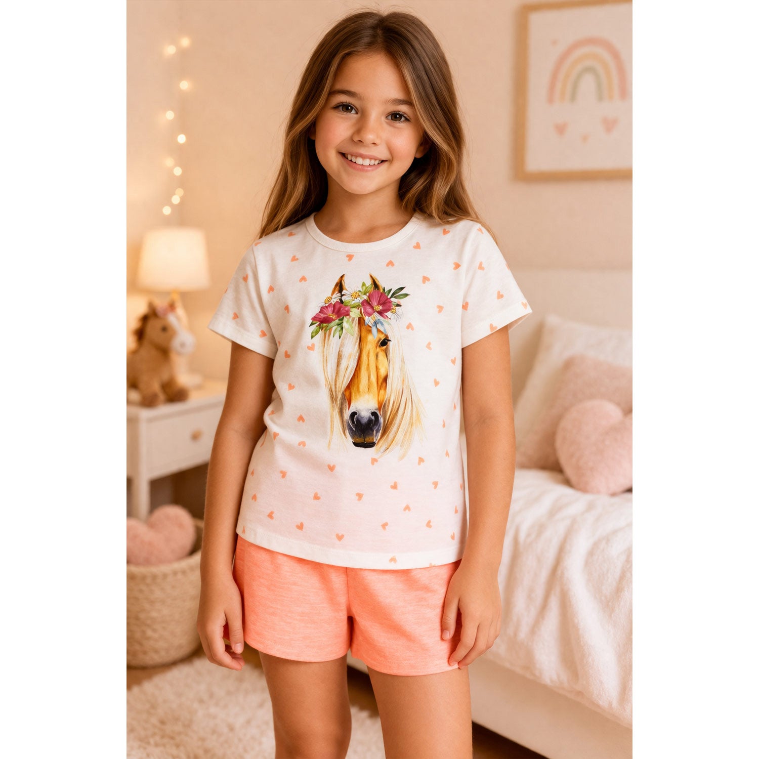 bondi-shorty-schlafanzug-pferde-motiv-36230-wei-apricot image 4