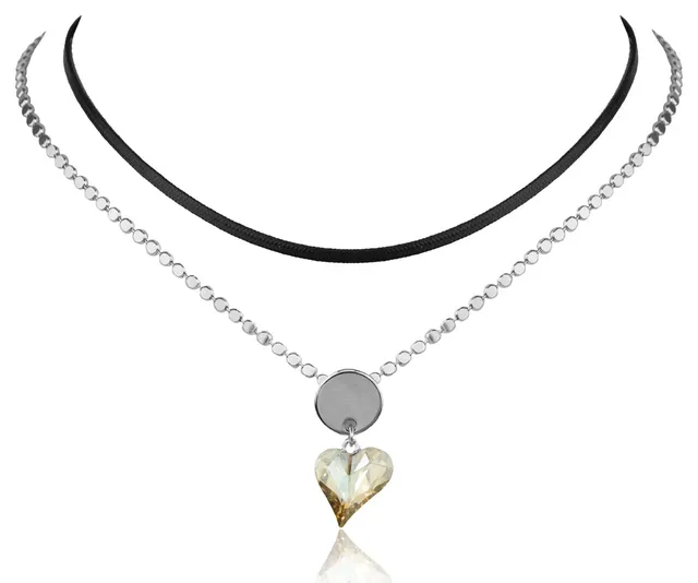 luisia-doppelte-halskette-mit-premium-kristallen-herz-und-schwarzem-band-schwarz image 1