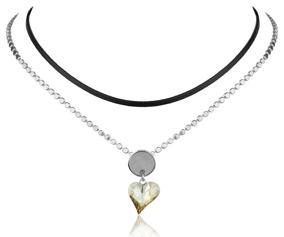 luisia-doppelte-halskette-mit-premium-kristallen-herz-und-schwarzem-band-schwarz image 1