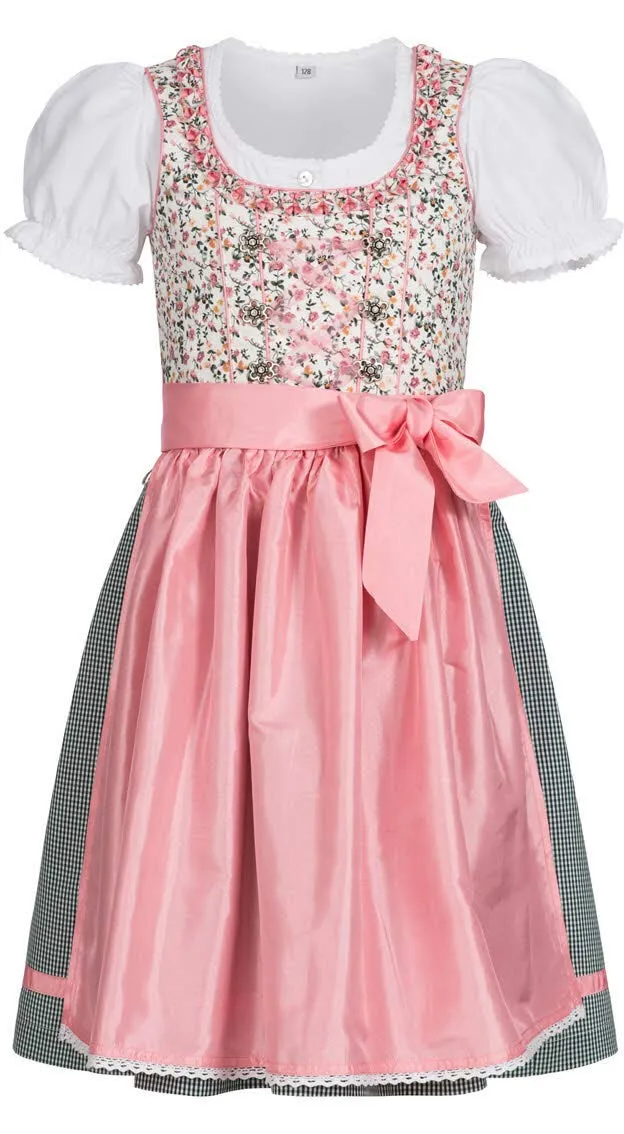 n-bler-nina-m-dchen-dirndl-3-teiliges-set-wei-rosa-mit-bluse-und-sch-rze image 1