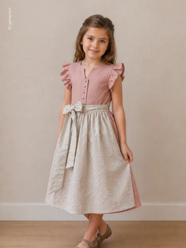 heimatgl-ck-kinderdirndl-carlotta-ros-beige-mini image 1