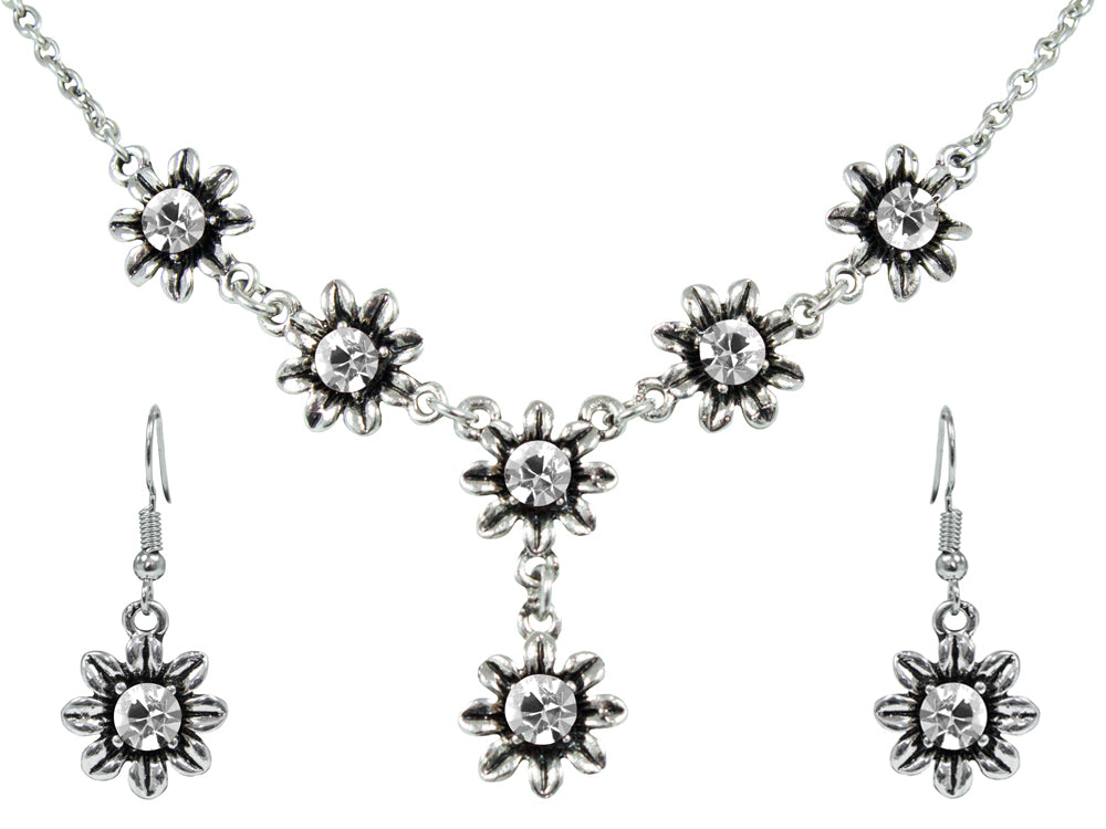 trachtenland-blumen-collier-mit-ohrh-ngern-kristall-set image 1