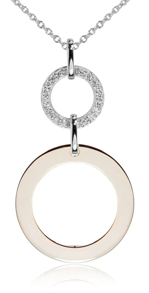 trachtenland-luisia-doppelring-halskette-ros-gold-925-silber-60-cm image 1