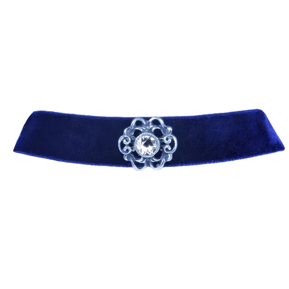 luisia-samt-kropfband-annina-mit-ornament-und-kristall-dunkelblau image 1