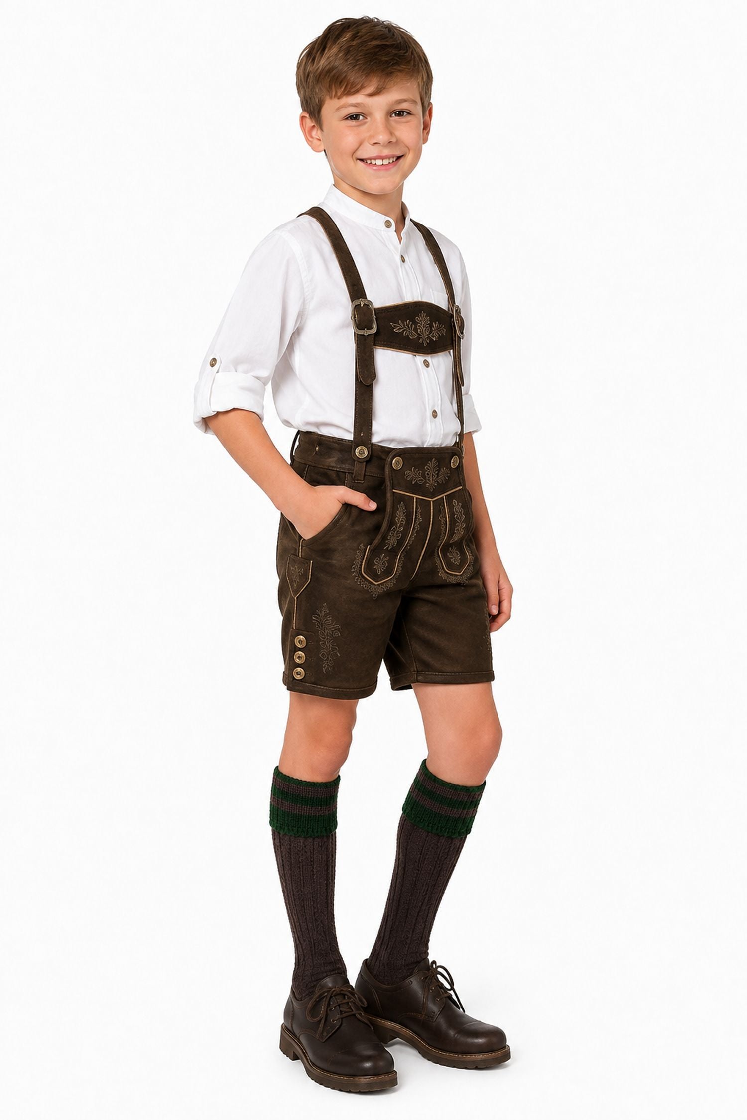 trachtenland-jungen-trachten-kniestr-mpfe-35650-zopfmuster-braun-gr-n image 3