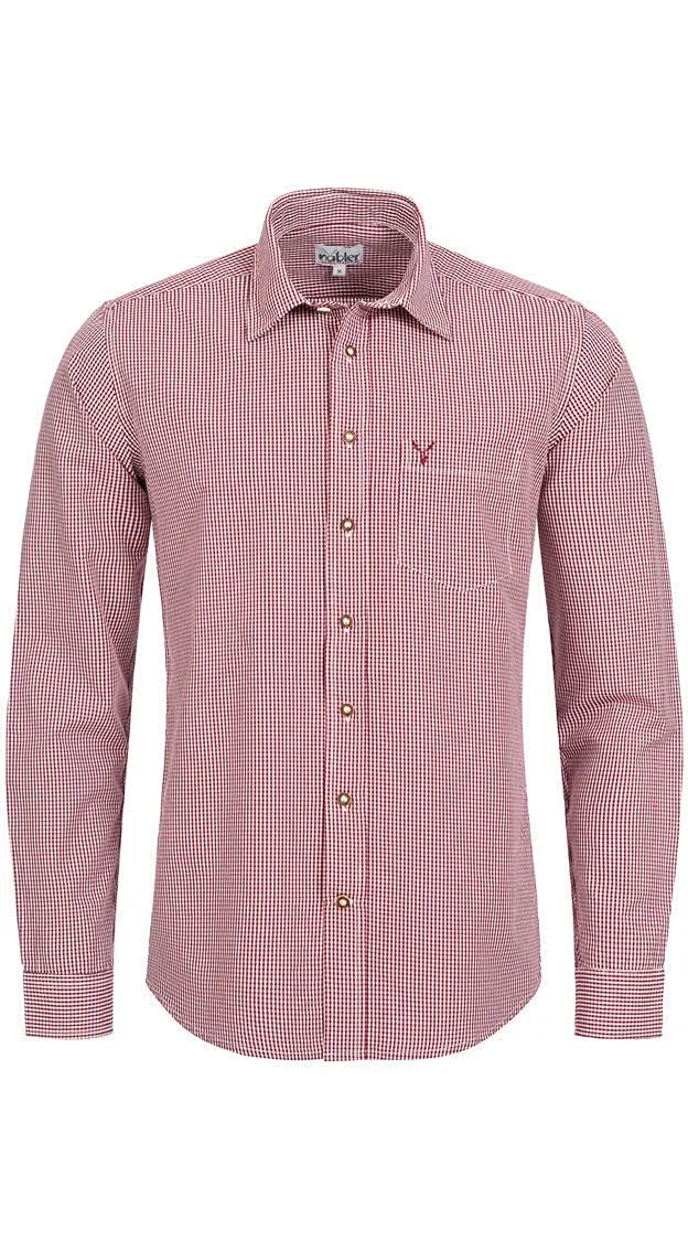 n-bler-trachtenhemd-herren-rudi-langarm-slim-fit-weinrot-bordeaux-kariert image 1