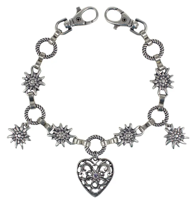 trachtenland-charivari-kette-mit-herz-und-edelweiss-flieder-silber image 1