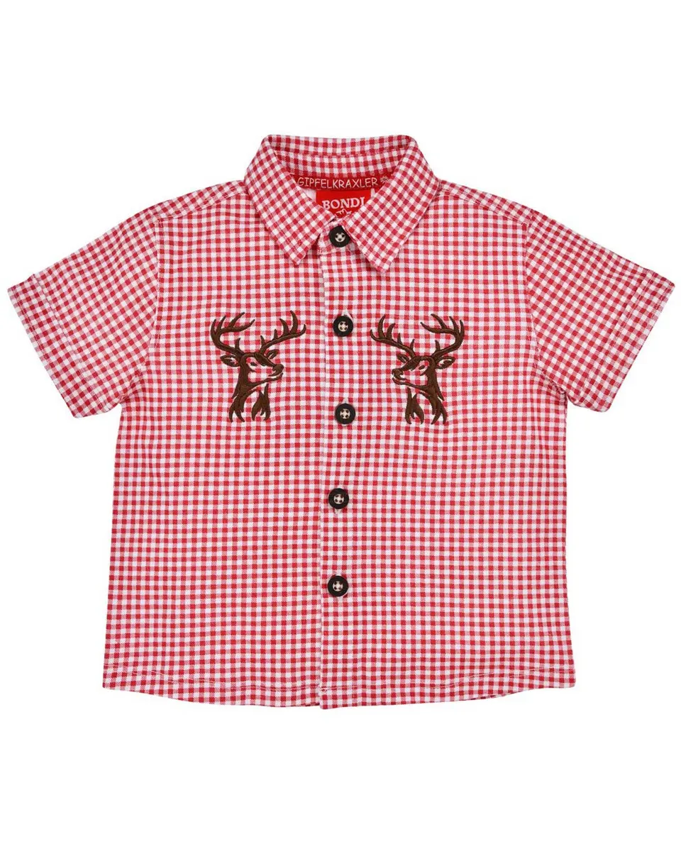 bondi-jungen-hemd-hirsch-91720-kurzarm-rot-wei-kariert image 1