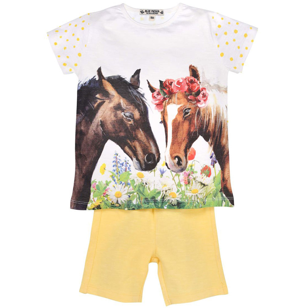 bondi-shorty-friends-pferde-print-36209-wei-gelb-m-dchen-schlafanzug image 1