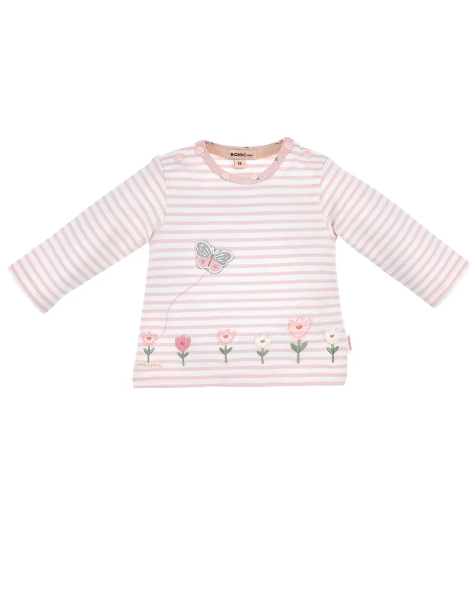 bondi-baby-m-dchen-langarmshirt-blumenbord-re-93942-stripe-rose-offwhite image 1