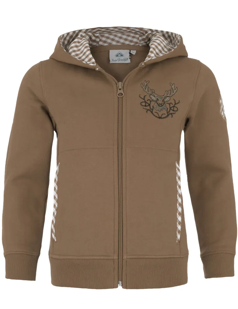 isar-trachten-kinder-kapuzenjacke-57301-sweat-berber-braun image 1