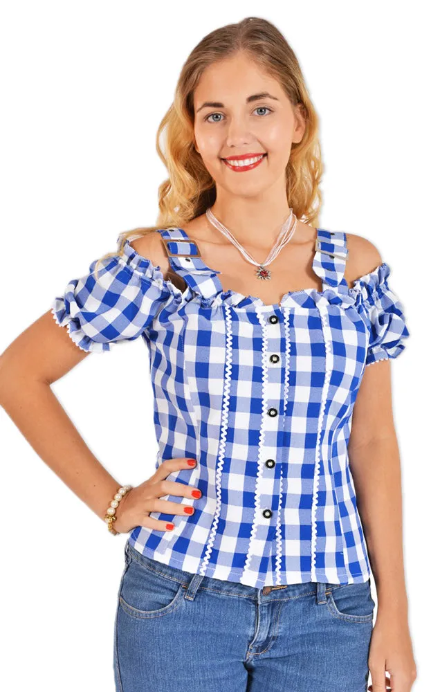 karo-trachtenbluse-mandy-carmenstil-blau image 1