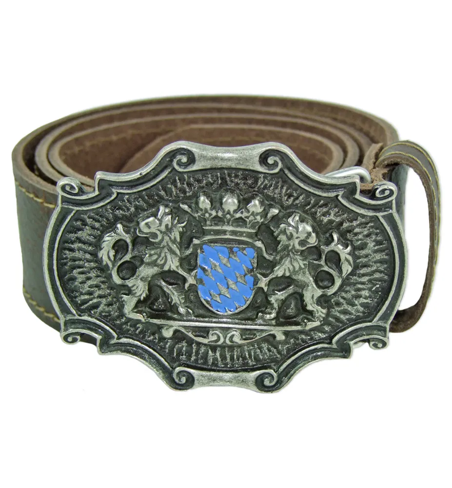 trachtenland-trachteng-rtel-mit-koppelschlie-e-und-bayernwappen-dunkelbraun image 1