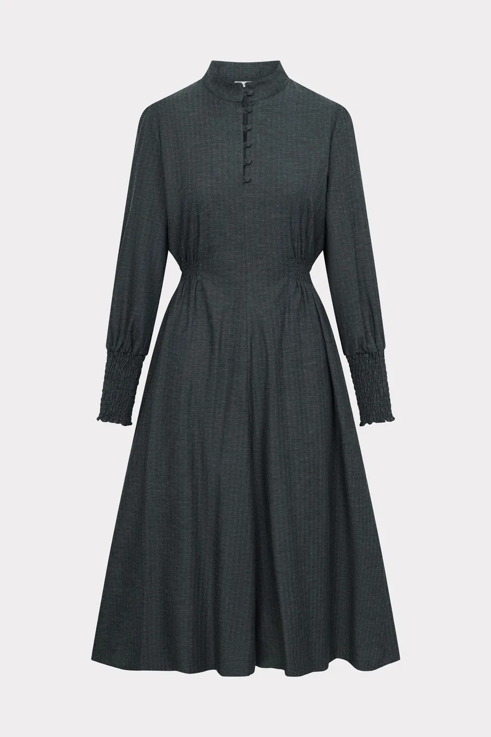 felicitas-kaylie-damen-flanellkleid-langarm-mit-smok-taille image 1