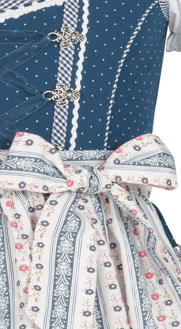 n-bler-kinderdirndl-tanja-3-teilig-blau-karo-punkt-blumen image 2