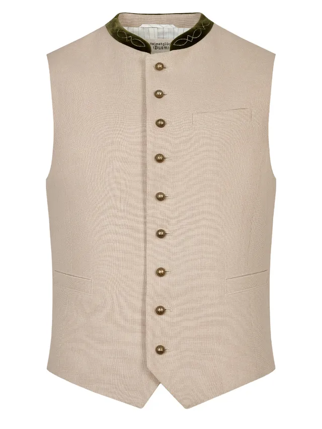 heimatgl-ck-weste-fridolin-herren-trachtenweste-beige-leinen-samtkragen image 1