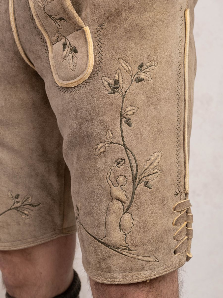 heimatgl-ck-lederhose-bavaria-hirsch-oliv-unikat-mit-stick image 3
