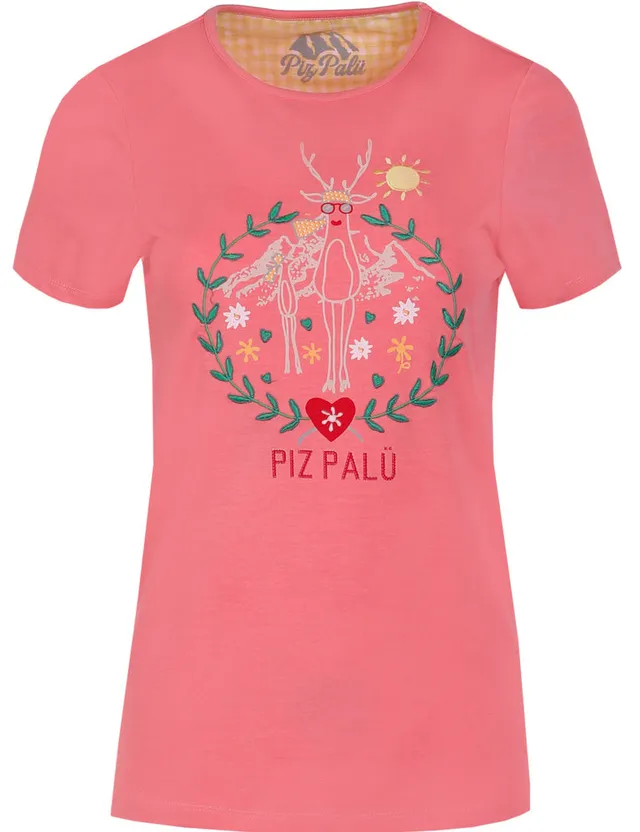 trachtenland-piz-pal-damen-shirt-albaching-hirsch-alpenrose-t-shirt image 1