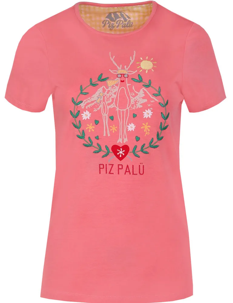 trachtenland-piz-pal-damen-shirt-albaching-hirsch-alpenrose-t-shirt image 1