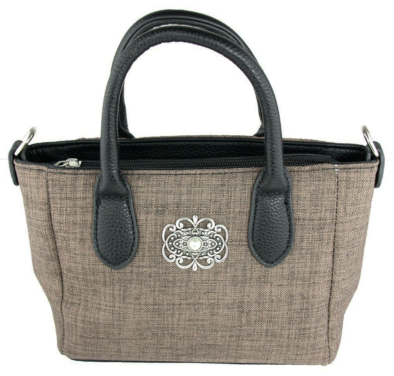trachtenland-handtasche-katrina-mit-metallapplikation-dunkelbraun image 1