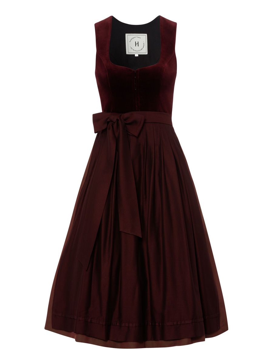 heimatgl-ck-dirndl-xenia-samtdirndl-weinrot-mit-2-sch-rzen image 1