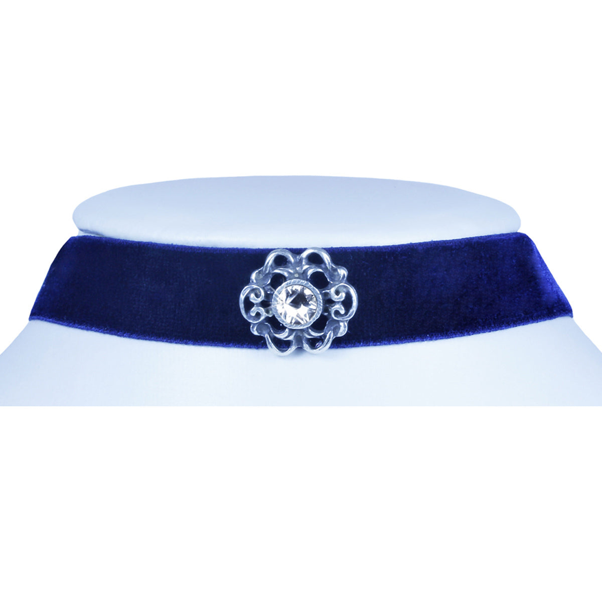 luisia-samt-kropfband-annina-mit-ornament-und-kristall-dunkelblau image 3