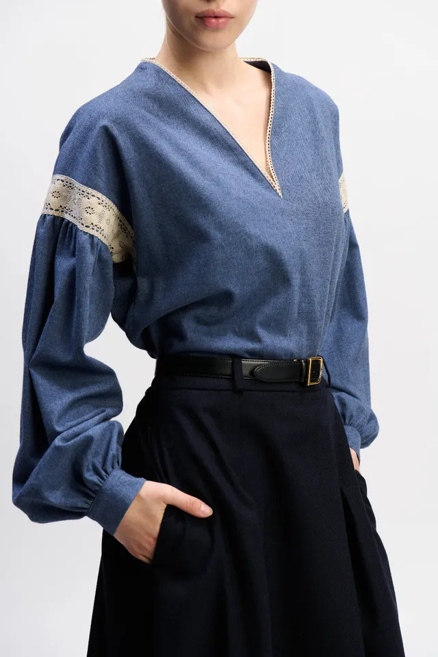 felicitas-damen-bluse-billi-aus-baumwoll-flanell-mit-spitze image 1