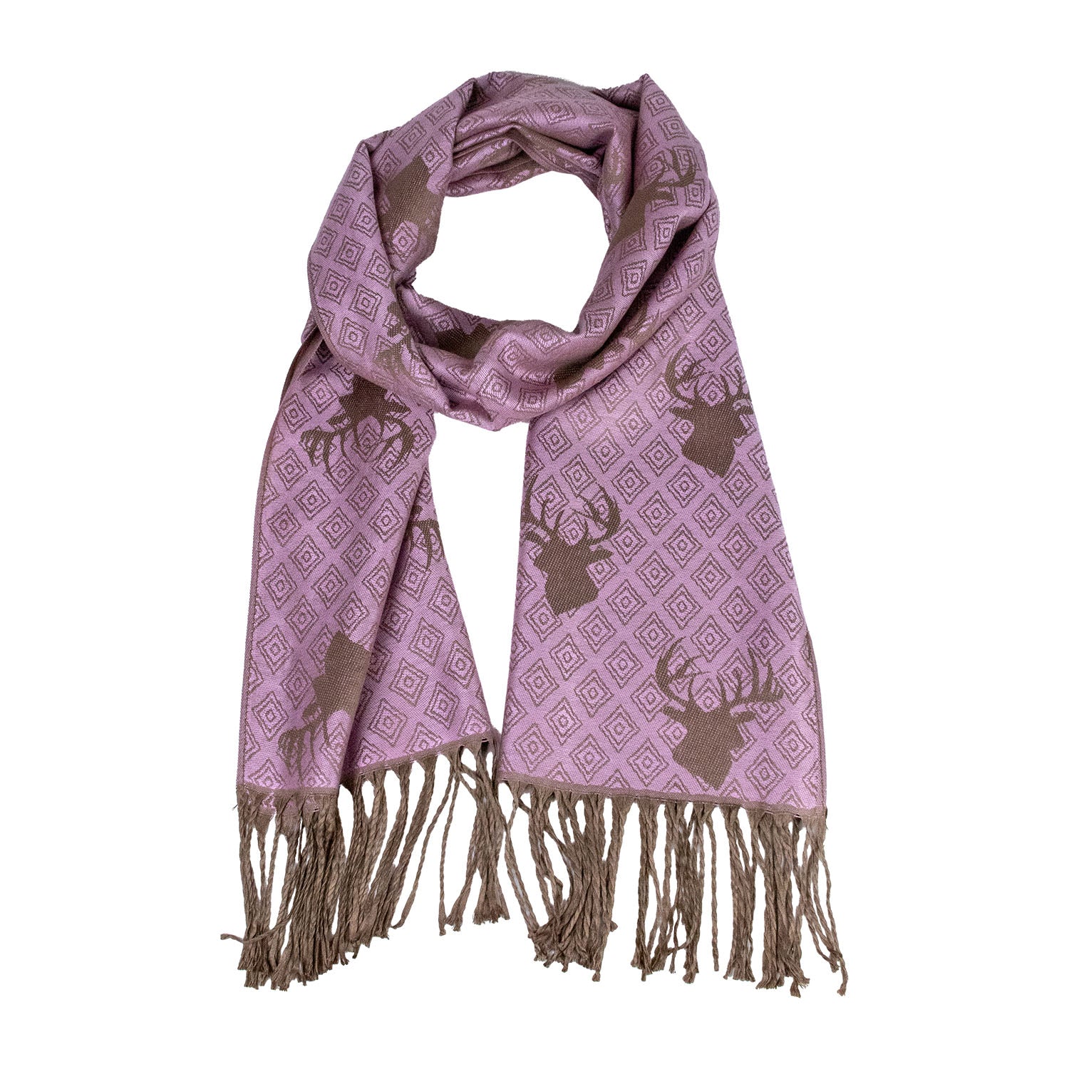 trachtenland-halstuch-schal-hirschkopf-185x70cm-rosa-braun image 7