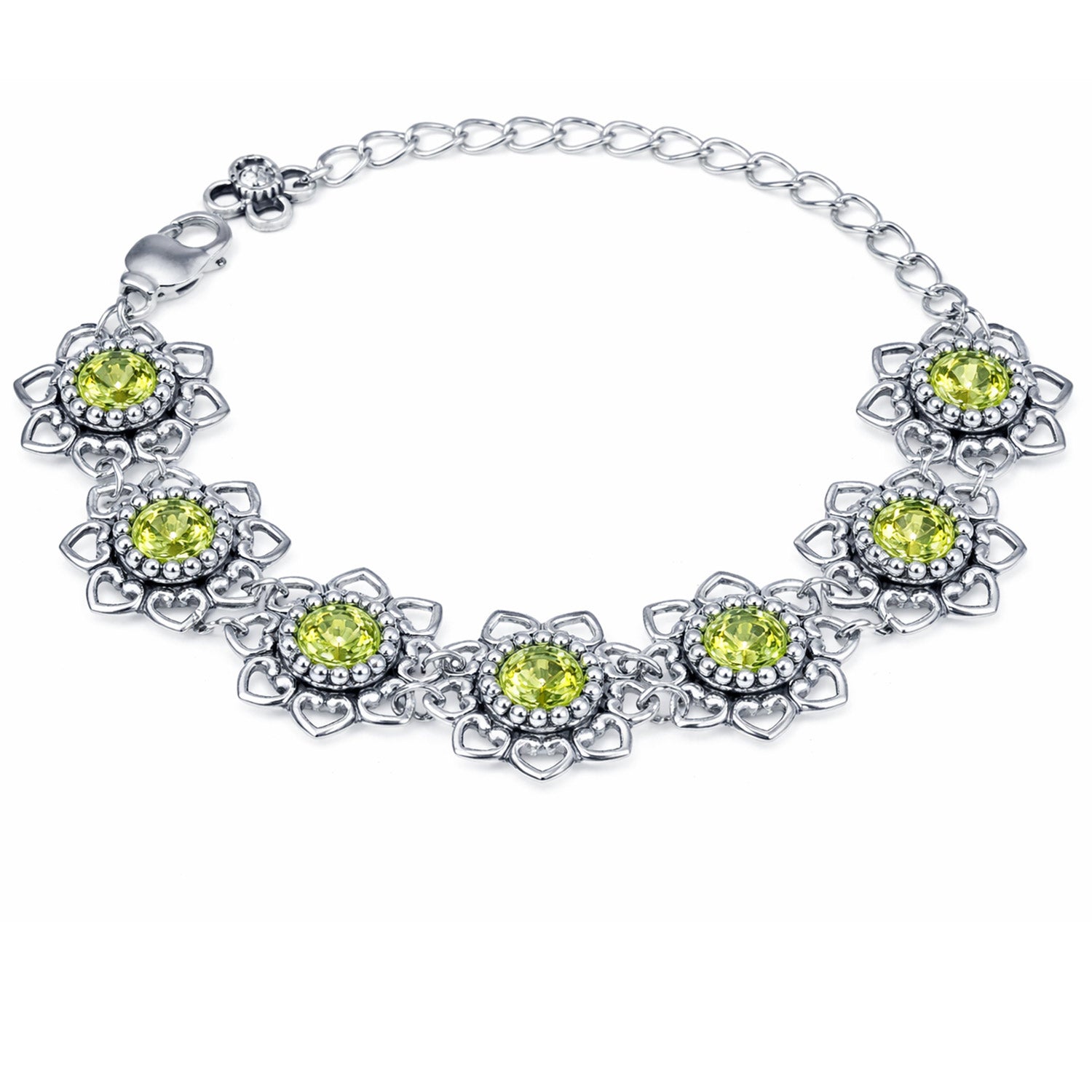 luisia-armband-leandra-mit-herzbl-ten-und-premium-kristallen-peridot-apfelgr-n image 2
