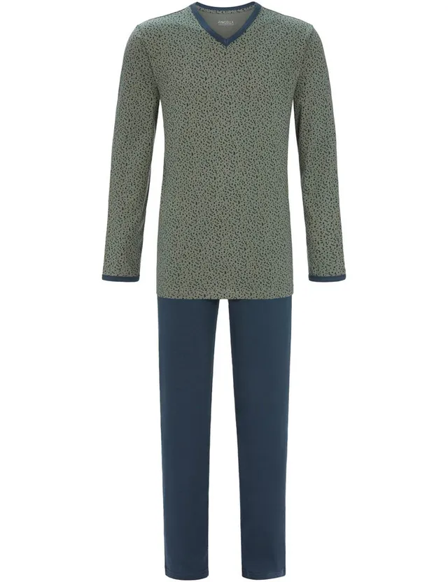 trachtenland-ringella-modern-style-herren-langarm-pyjama-olivgr-n image 1