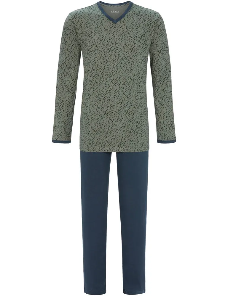 trachtenland-ringella-modern-style-herren-langarm-pyjama-olivgr-n image 1