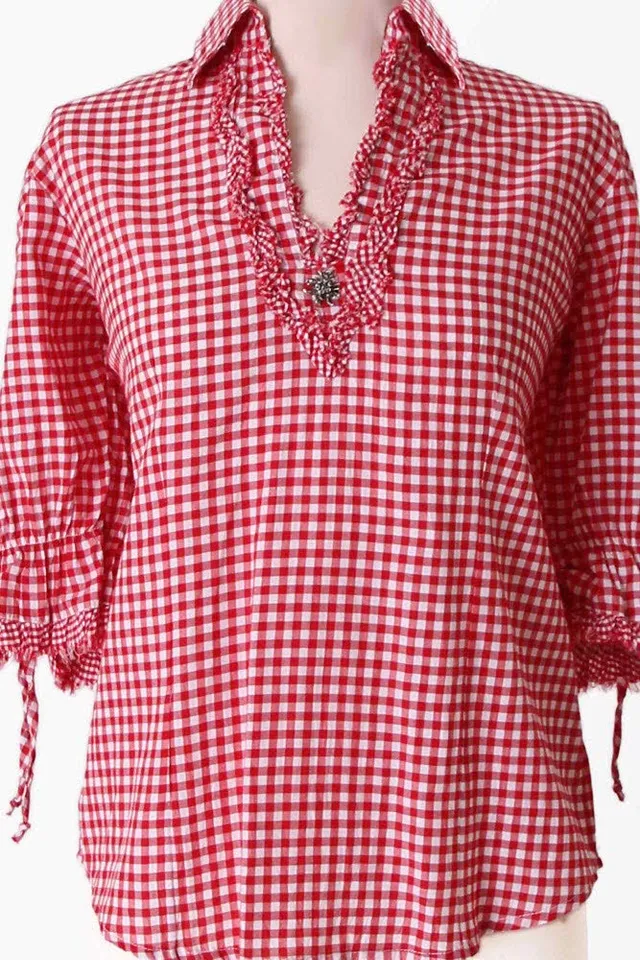 n-bler-trachtenbluse-mariandl-rot-wei-karo-arm-crushed-look-gro-e-gr-en image 1