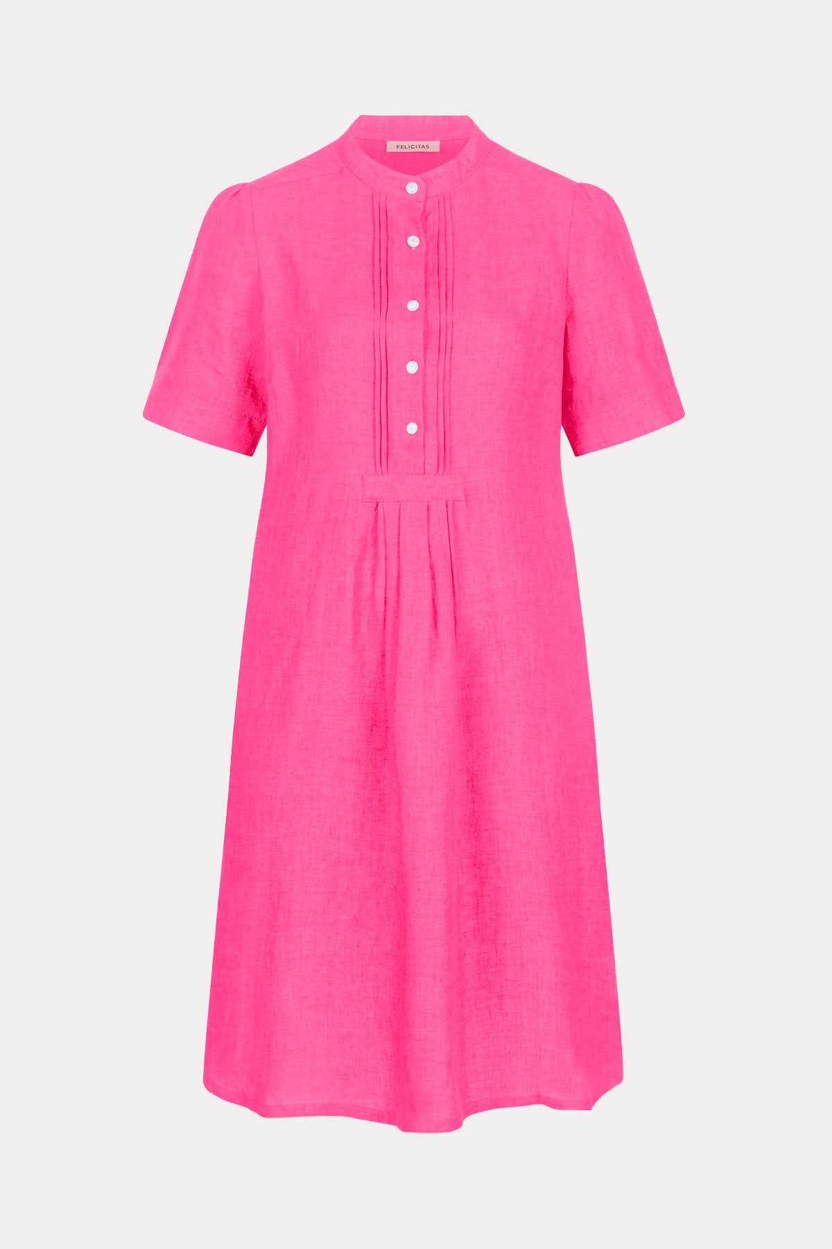 felicitas-kleo-damen-blusenkleid-leinen-stehkragen-kurzarm image 1