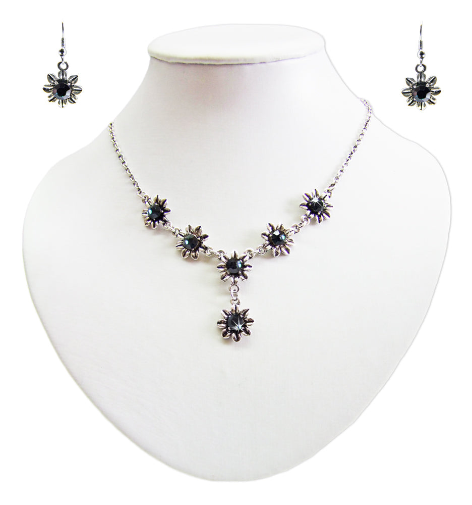 blumen-collier-mit-ohrh-ngern-ozeanblau-schmuckset image 6