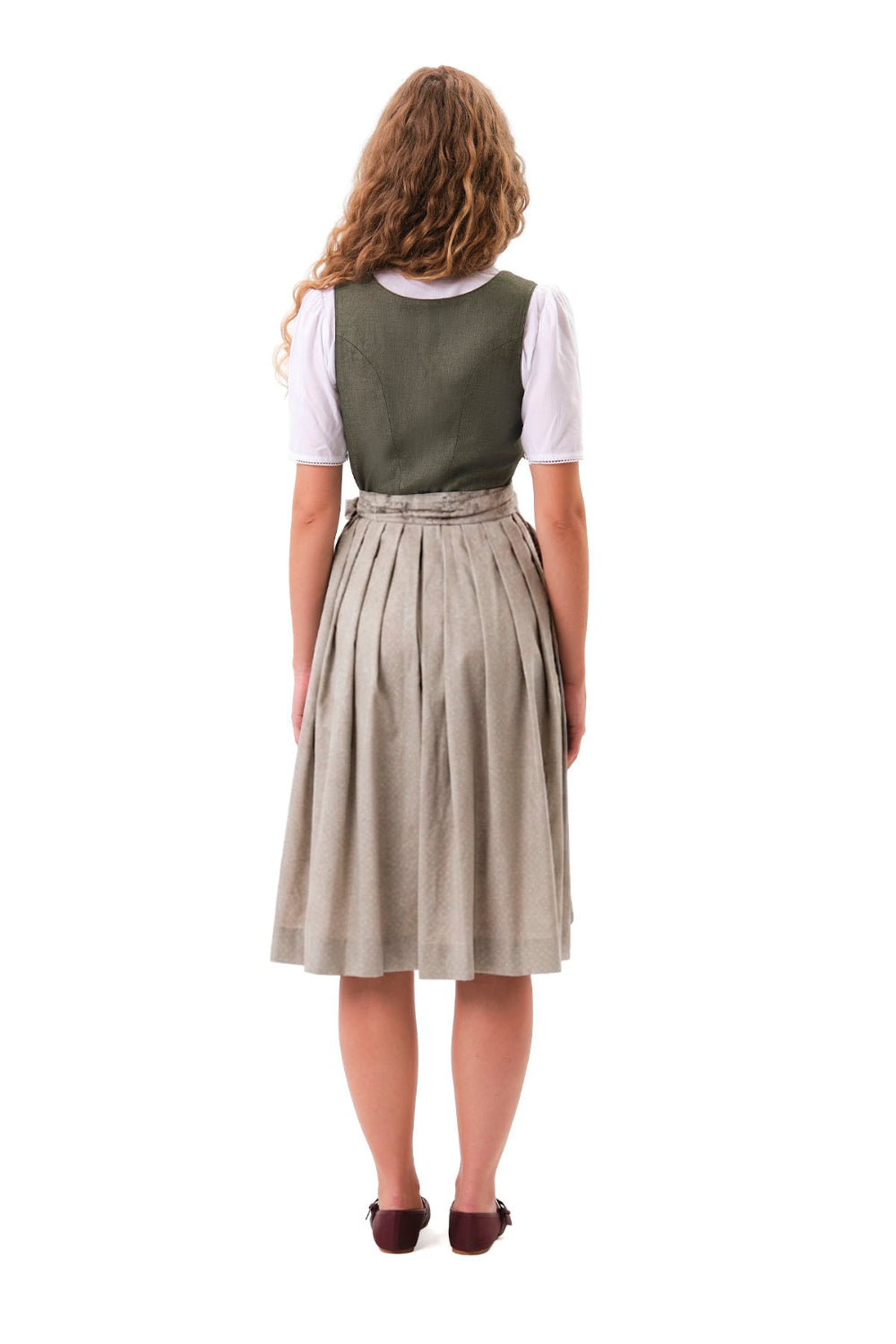 felicitas-damen-dirndl-dala-leinen-oliv-mit-baumwoll-rock-taupe image 2