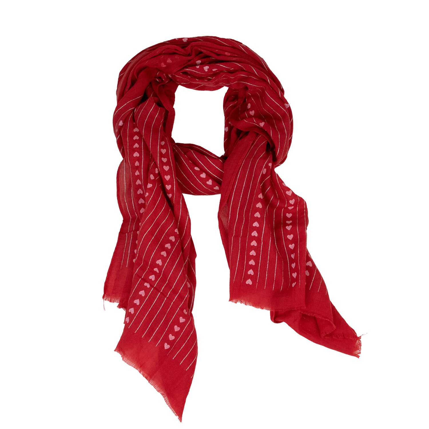 trachtenland-halstuch-schal-unifarben-herzen-glitzer-185-x-70-cm-rot image 2