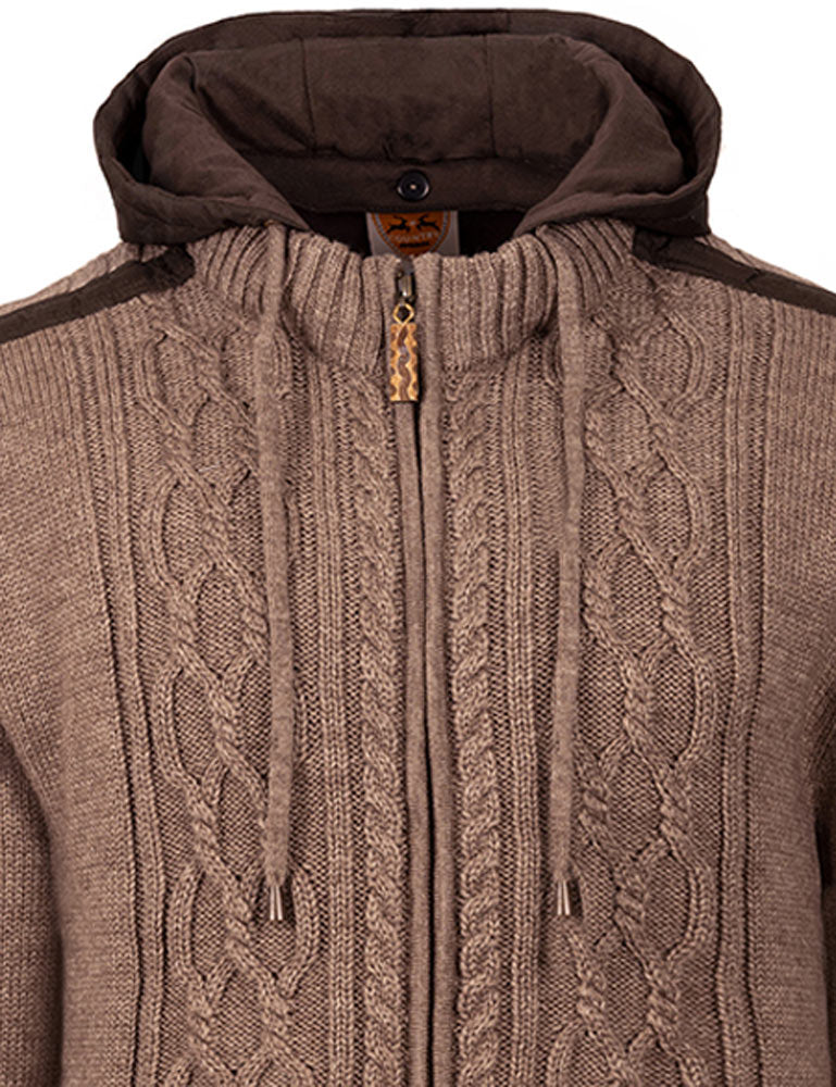 maddox-herren-trachten-strickjacke-waidsee-mit-kapuze-braun image 2