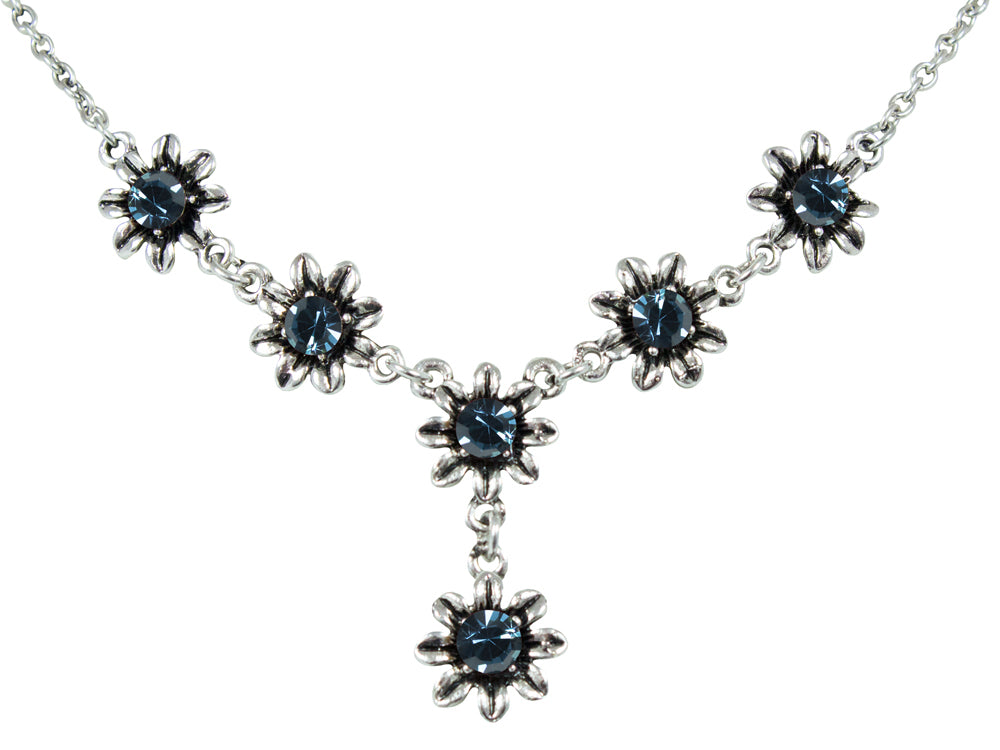 blumen-collier-mit-ohrh-ngern-ozeanblau-schmuckset image 3