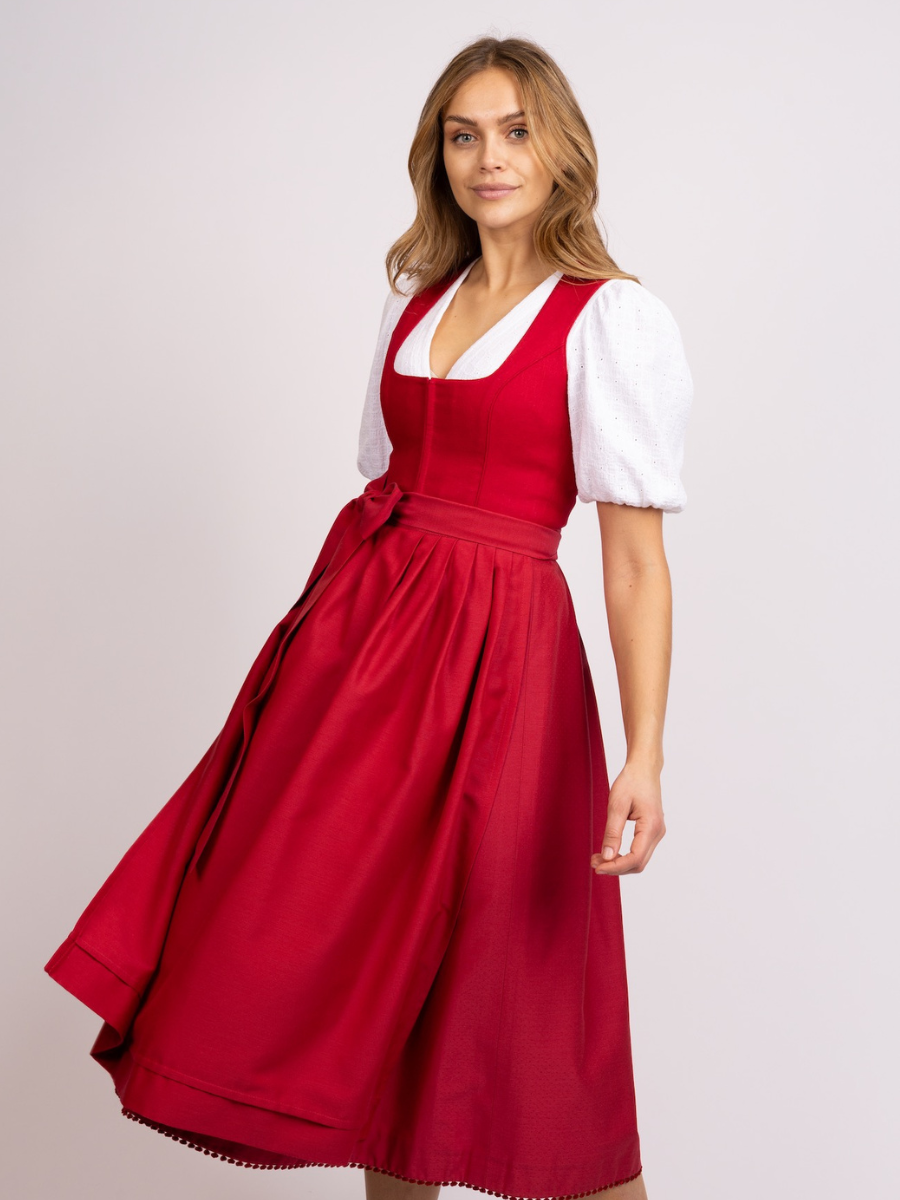 heimatgl-ck-dirndl-bella-kirschrot-leinenmieder-mit-punkterock image 2