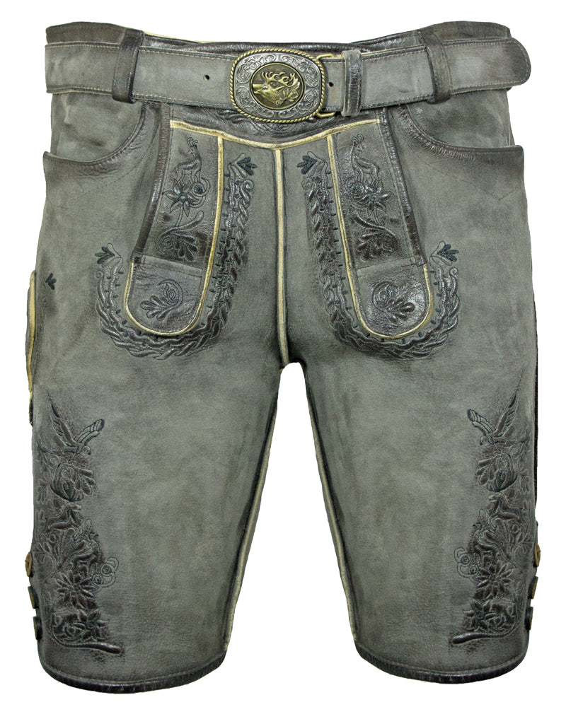 maddox-kurze-trachten-lederhose-engelbert-mit-g-rtel-vegetabil-kohle-grau image 1