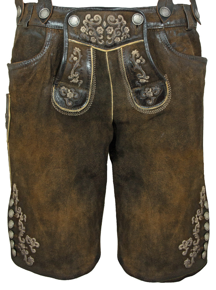 trachtenland-maddox-gretel-kurze-damen-lederhose-mit-hosentr-gern-dunkelbraun-an image 5
