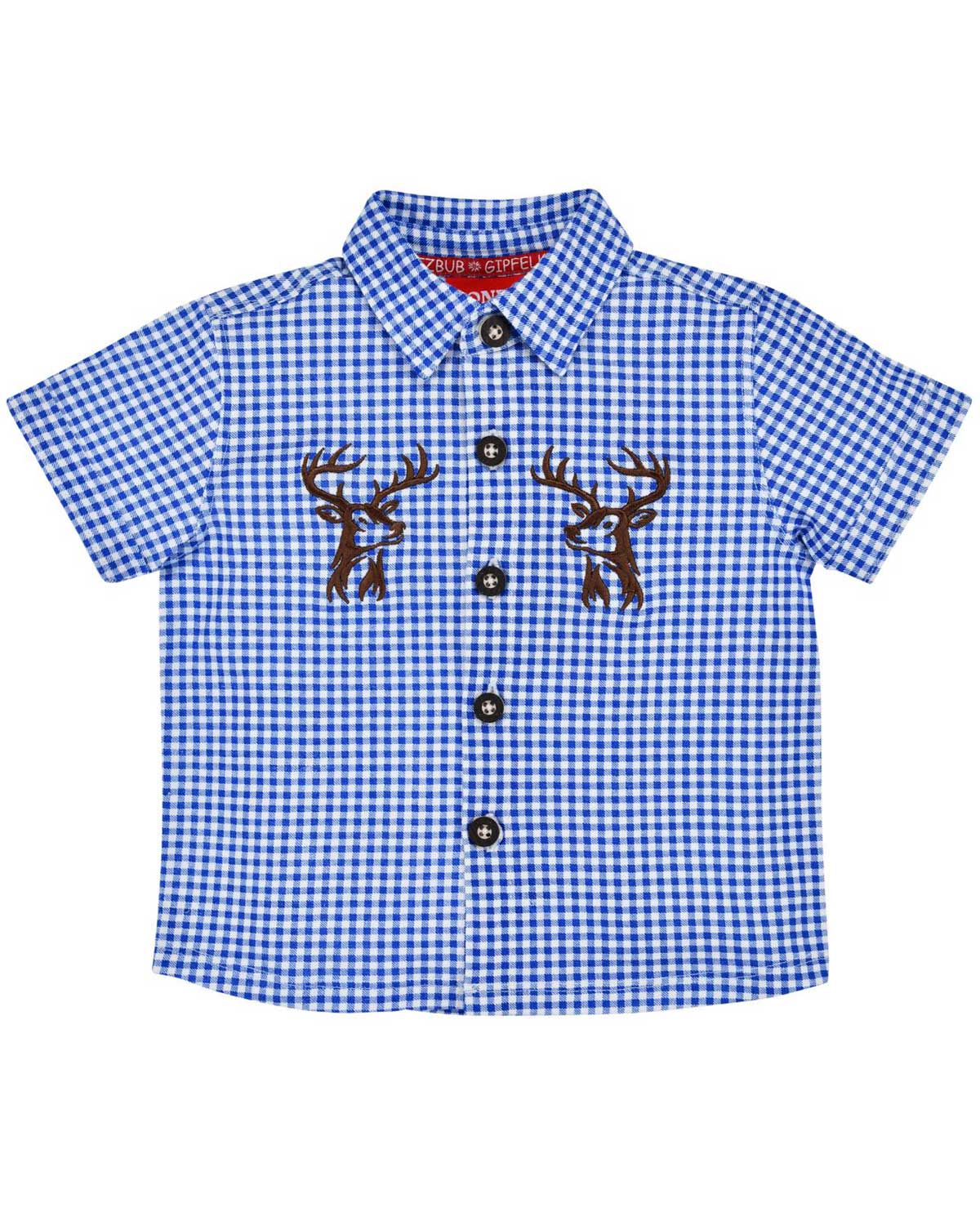 bondi-jungen-hemd-hirsch-91720-kurzarm-blau-wei-kariert image 1