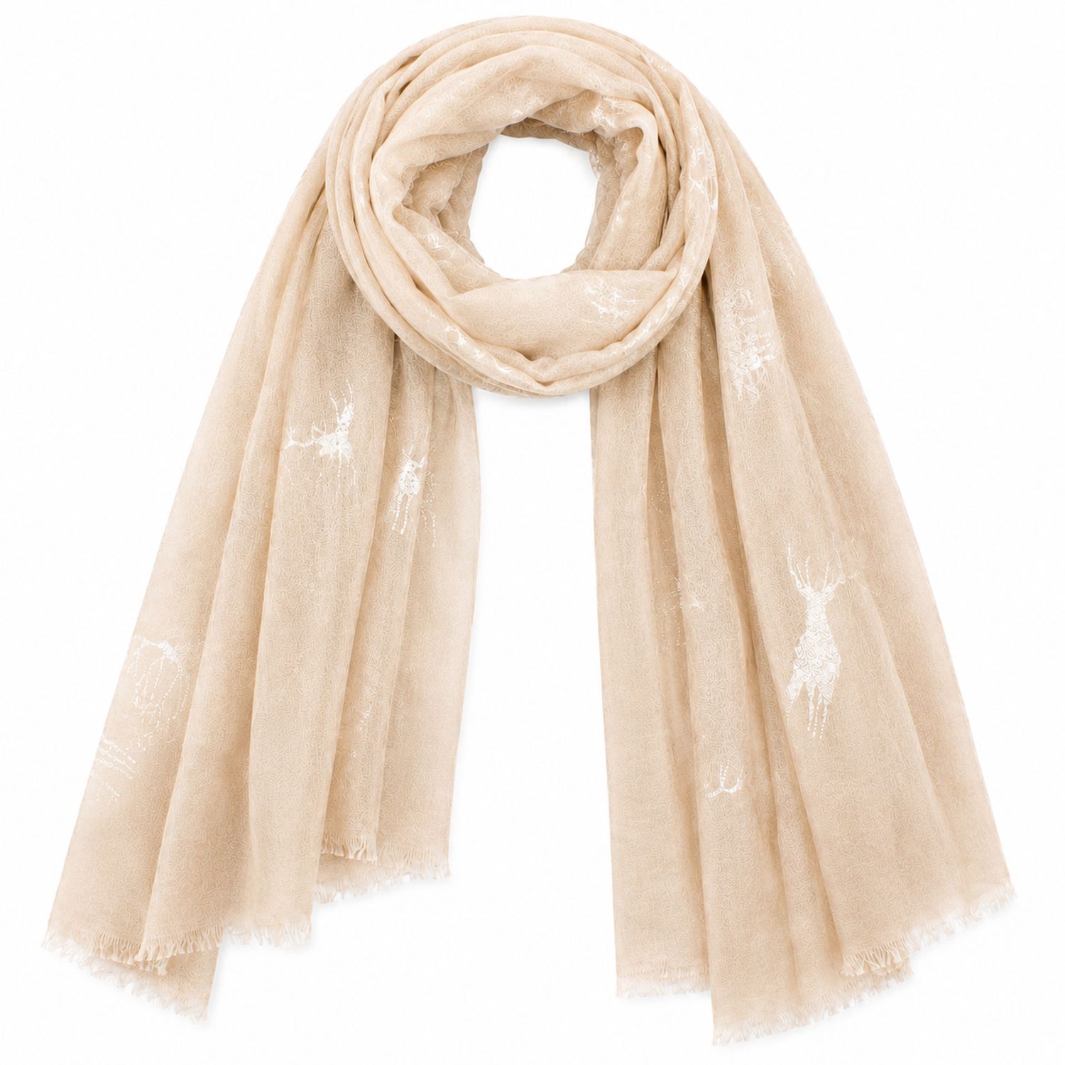 trachtenland-trachten-halstuch-uni-mit-glitter-hirsch-beige image 2