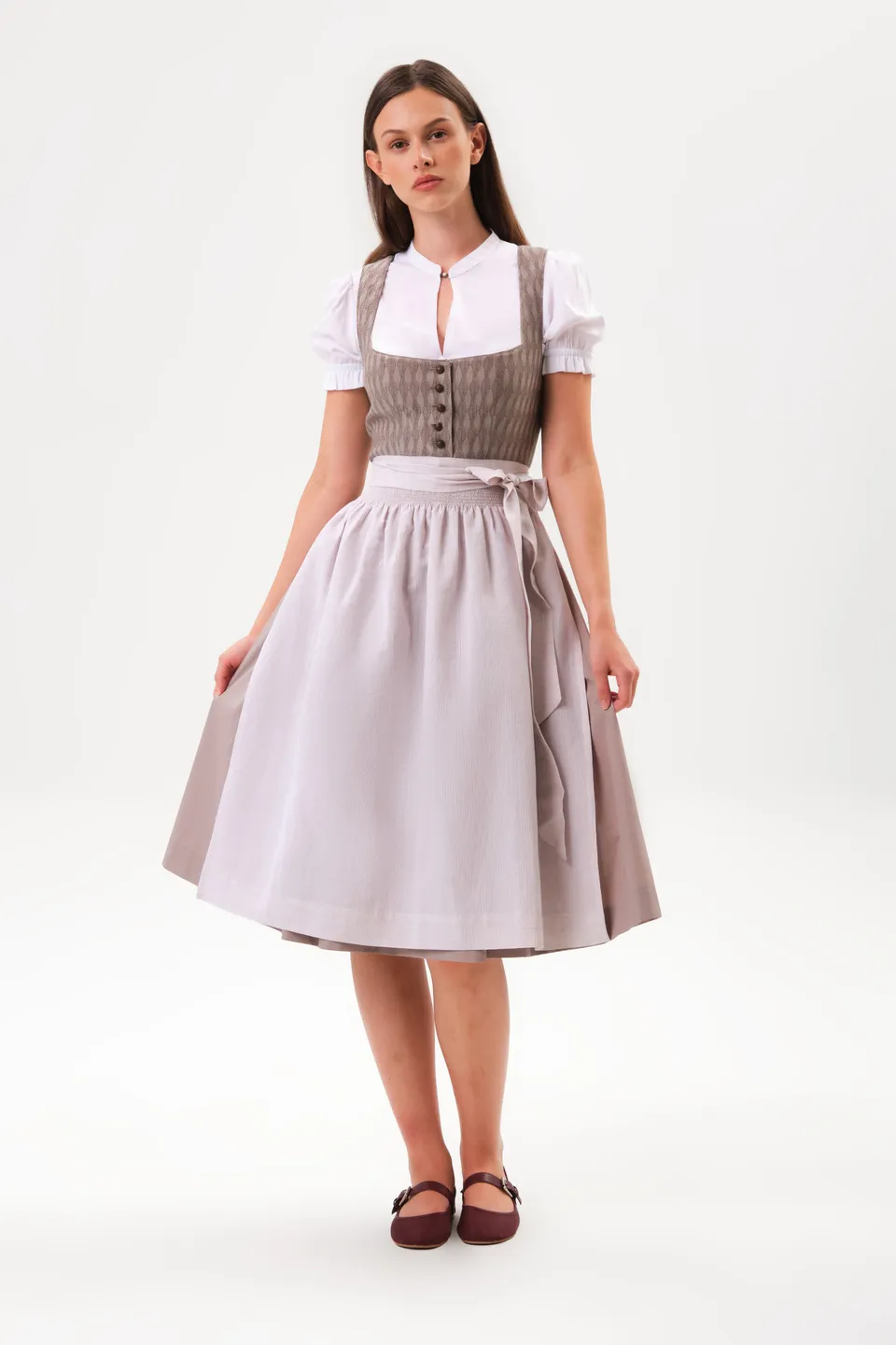 felicitas-damen-dirndl-dala-taupe-jacquard-mieder-mit-schattendruck-rock image 1