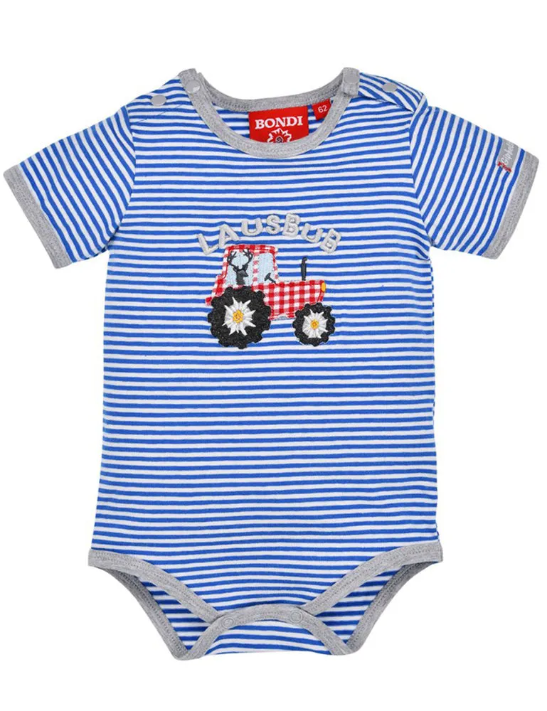 bondi-baby-kurzarm-body-traktor-91527-blau-wei image 1