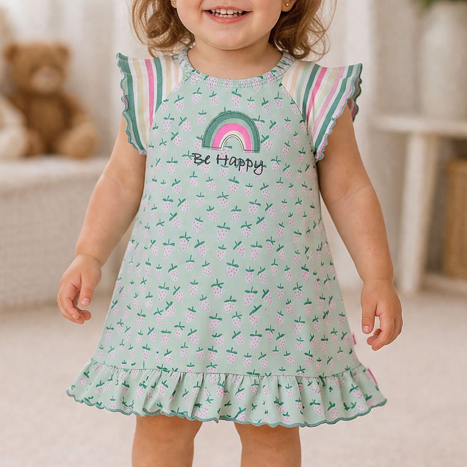 bondi-baby-m-dchen-kleid-erdbeerallover-86885-gr-n image 6