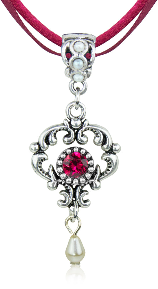 luisia-halskette-malou-mit-ornament-anh-nger-und-premium-kristall-dunkelrot image 1