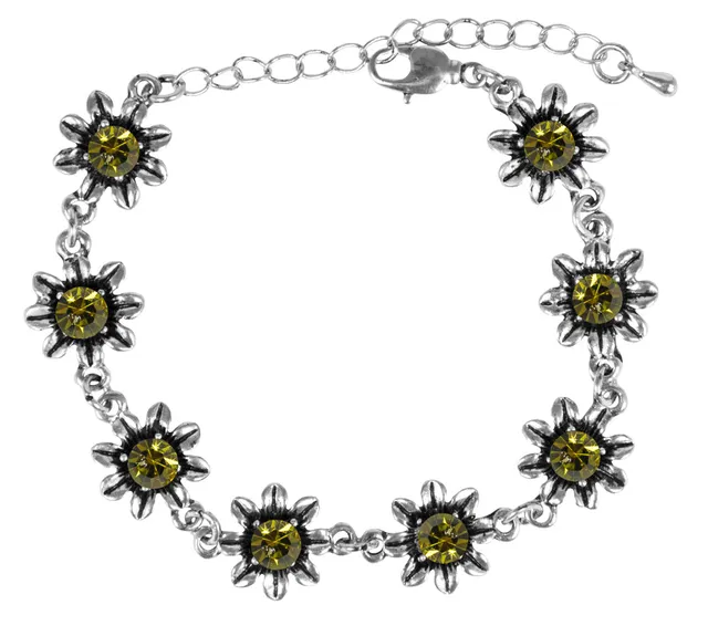 trachtenland-strass-armband-mit-bl-ten-olivgr-n image 1
