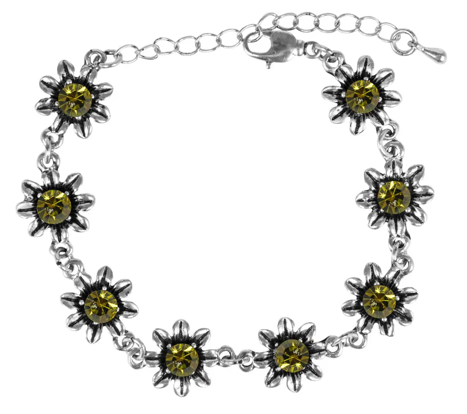 trachtenland-strass-armband-mit-bl-ten-olivgr-n image 1