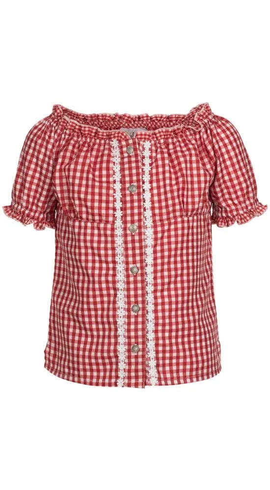 n-bler-dirndlbluse-corinna-m-dchen-kurzarm-wei-rot-kariert image 1